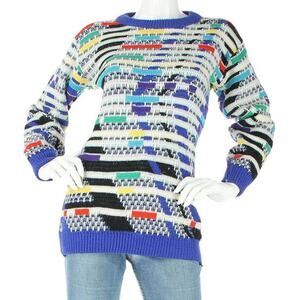90s Women's Vintage Xstatx Striped Knit Abstract Geometric Sweater